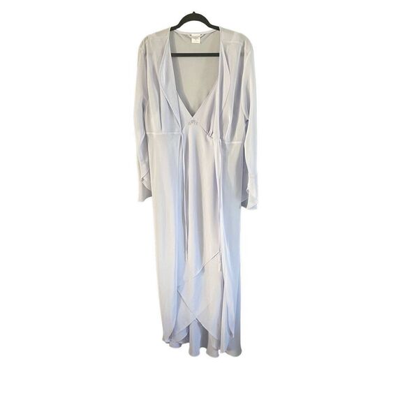 Cabernet Womens White V-Neck Sleeveless Asymmetrical Hem Dress With Robe Size XL - Picture 5 of 16